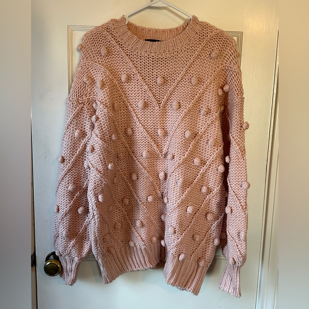 Vici Blush Knit Pom-Pom Sweater
